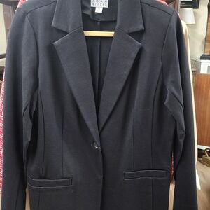 Joan Rivers Black Single-Button Tailored Blazer